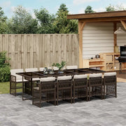 Set da Pranzo da Giardino 11 pz con Cuscini Polyrattan Marrone 3210933