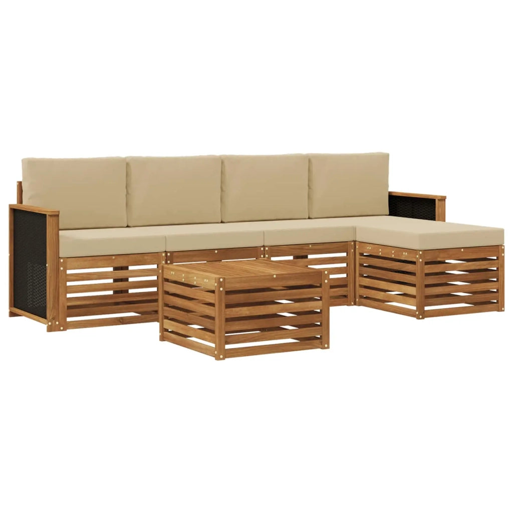 Set di divani da esterno 6 pz Naturale e Beige 3384254