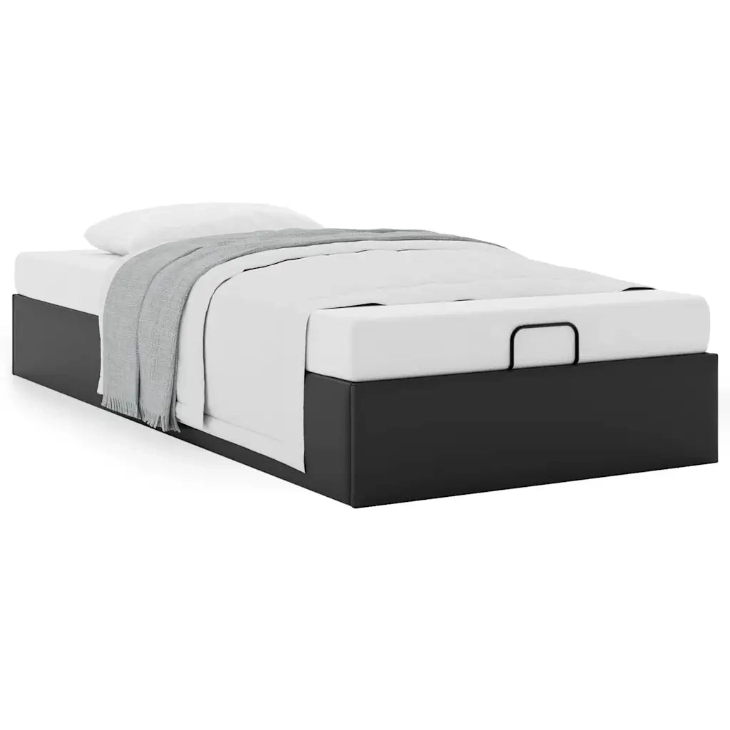 Struttura Letto Pouf senza Materasso Nero 90x200 cm Similpelle 3310779