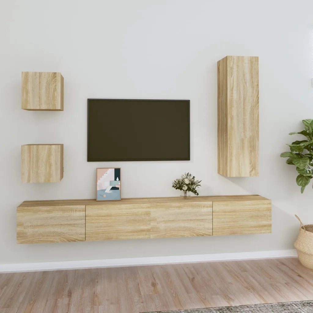 Set di Mobili Porta TV 5 pz Rovere Sonoma in Legno Multistratocod mxl 73600