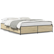 Letto matrimoniale | Letto per adulti | Giroletto Rovere Sonoma 120x190 cm in Legno Multistrato Metallo