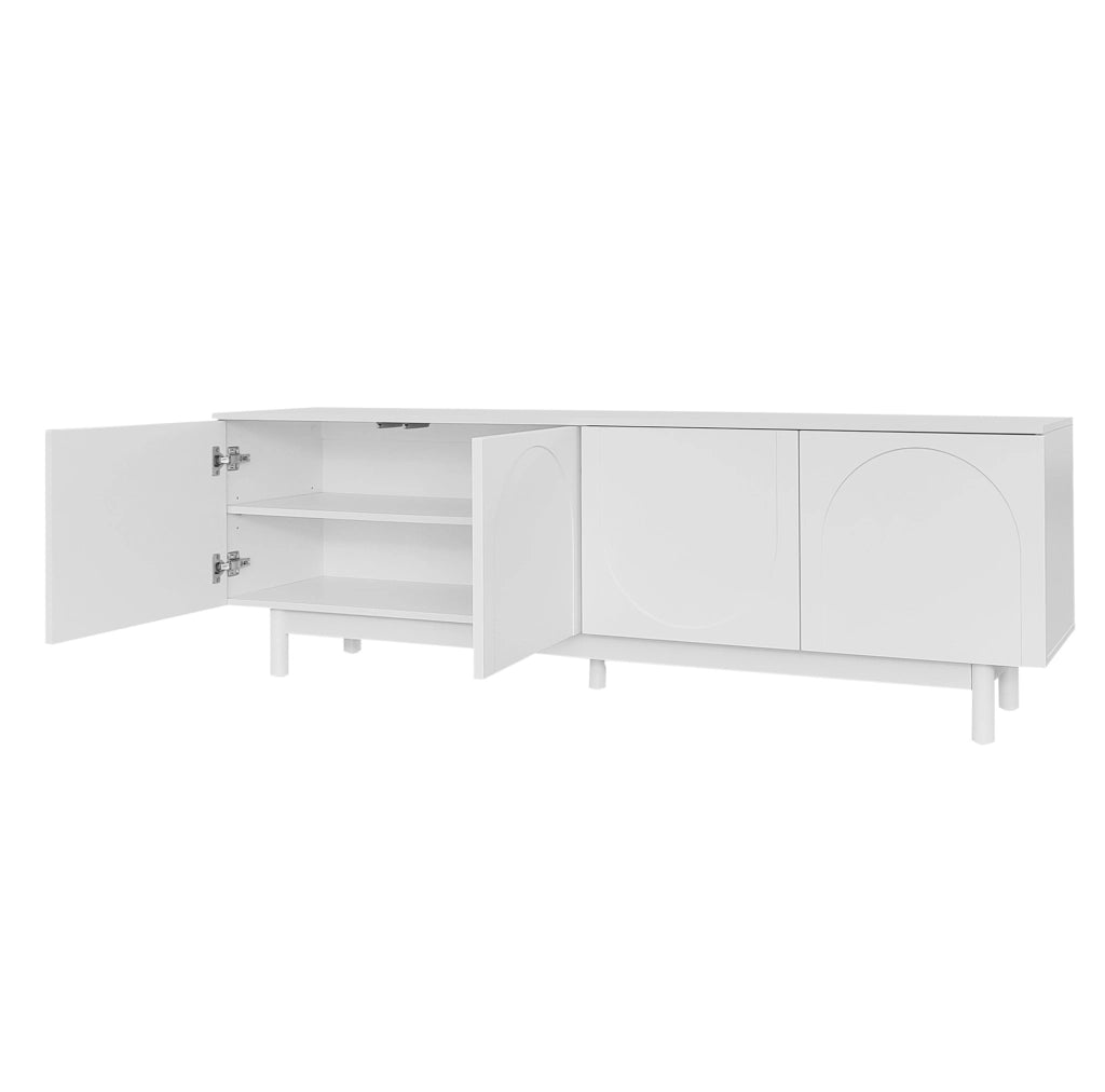 Mobile TV ULEVR 175x38x56 cm con 4 ante push-to-open e ripiani regolabili, bianco