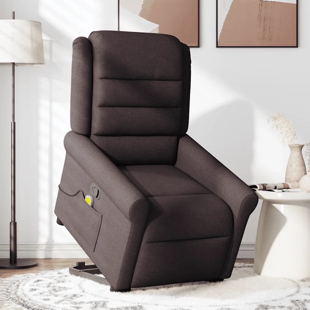 Divano Sedia-Poltrona Alzapersona Massaggi Reclinabile Marrone Scuro Tessuto 521020