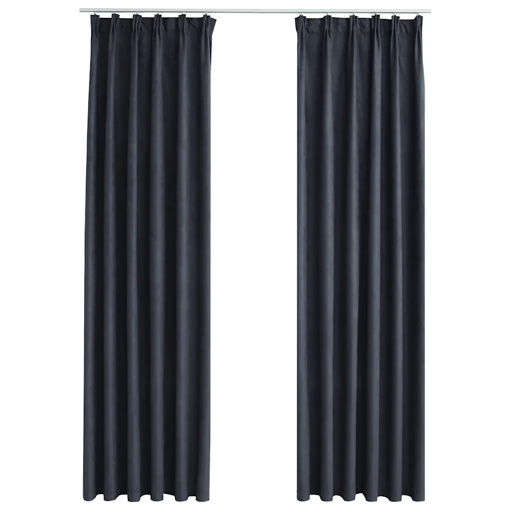 Tende Oscuranti | Tende Blackout con Ganci 2 pz Antracite 140x225 cm