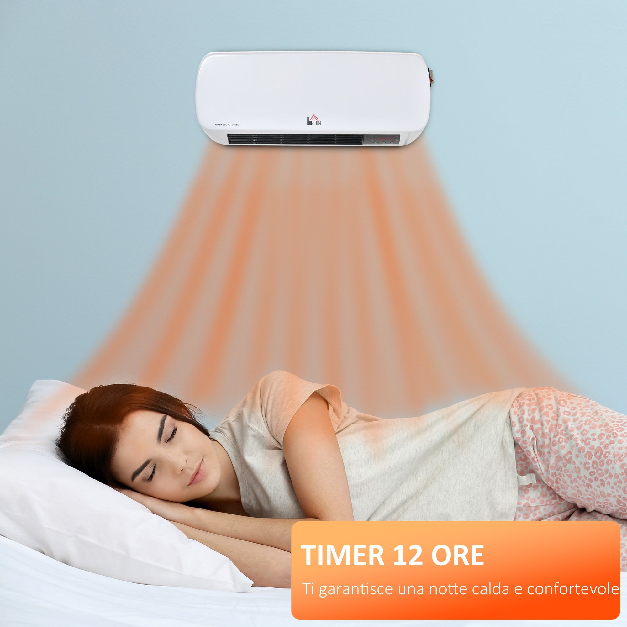 Stufa Elettrica da Parete 45x18,6x11,5 cm con Telecomando Bianco