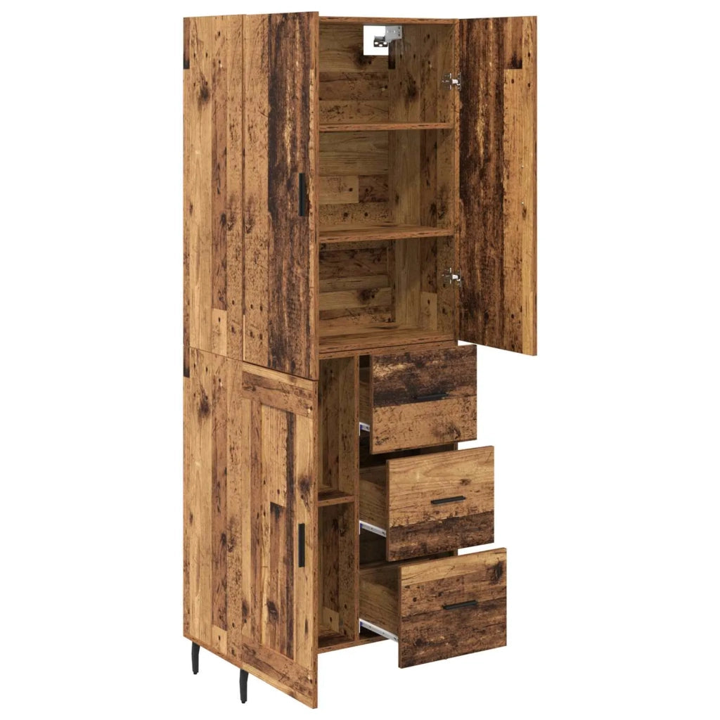 Credenza 2 pz | Madia | Buffet da pranzo | Armadio da pranzo Legno vecchio Legno Stratificato e Vetro