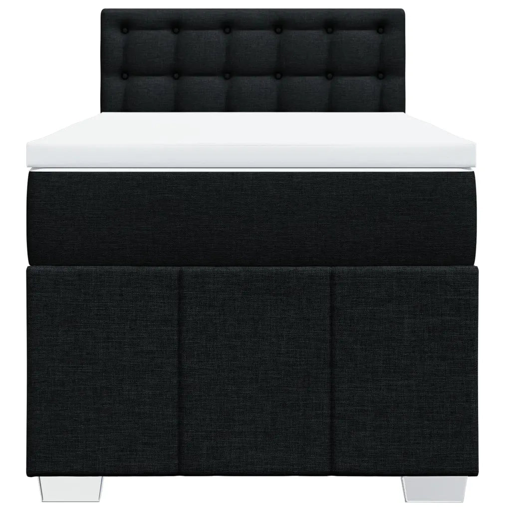 Letto singolo | Letto per adulti | Giroletto a Molle con Materasso Nero 80x200 cm inTessuto