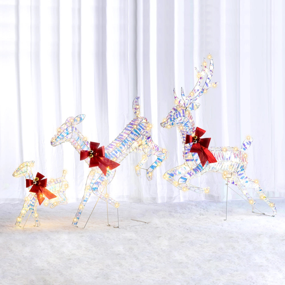 Famiglia 3 Renne Luminose di Natale Renna Cervi Natalizia Decorazione da Esterno