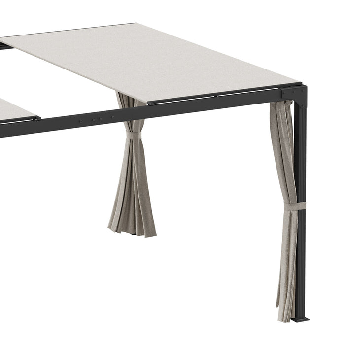 Pergola da Giardino 3x3m con Tende in Alluminio e Acciaio Beige