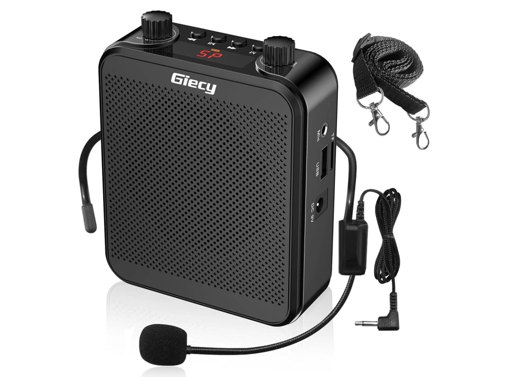 Amplificatore Vocale Portatile 30W con Microfono a Cuffia Batteria 2800mAh per Insegnanti Guide e Coach