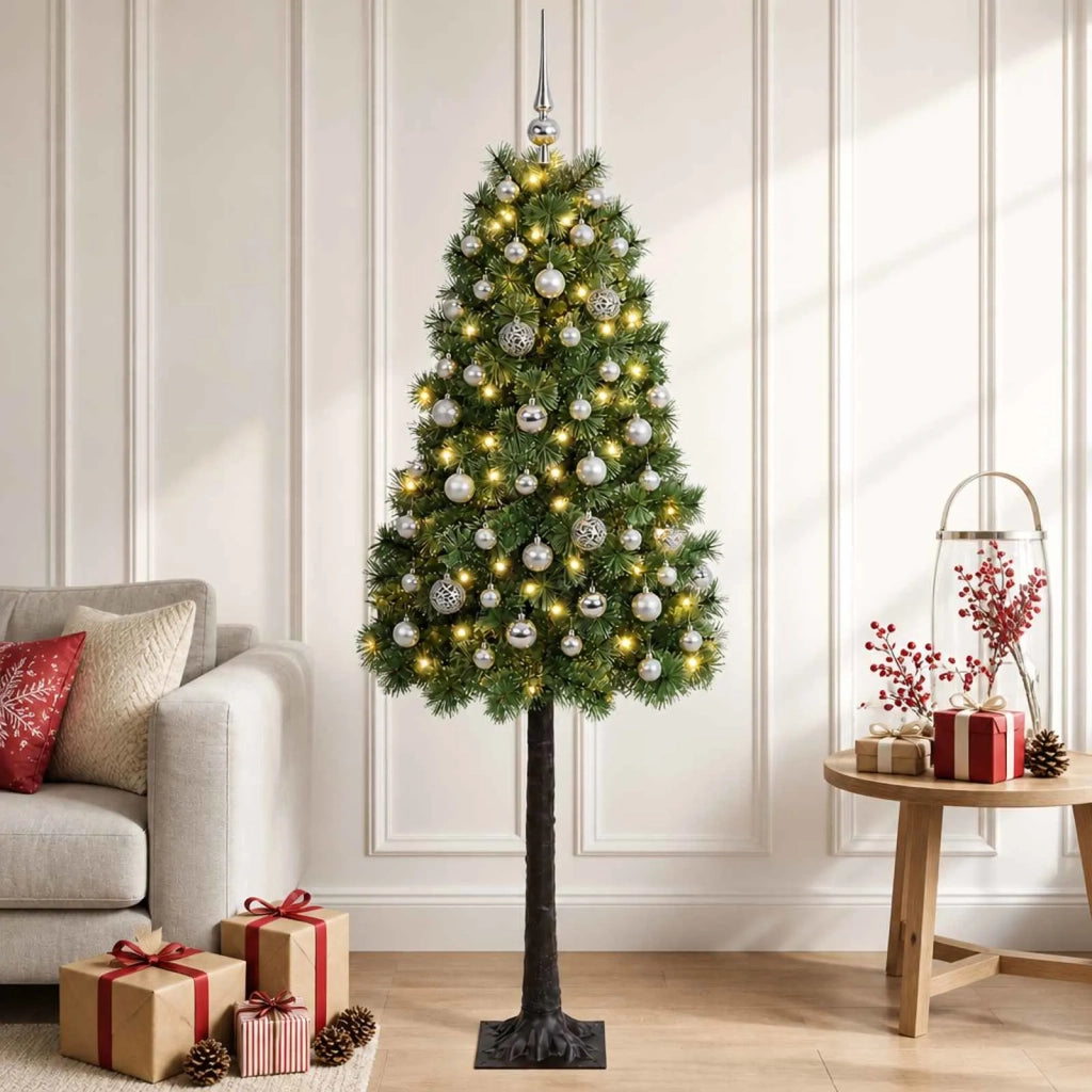 Albero di Natale artificiale con rami snodati e palline 180 cm 3467033