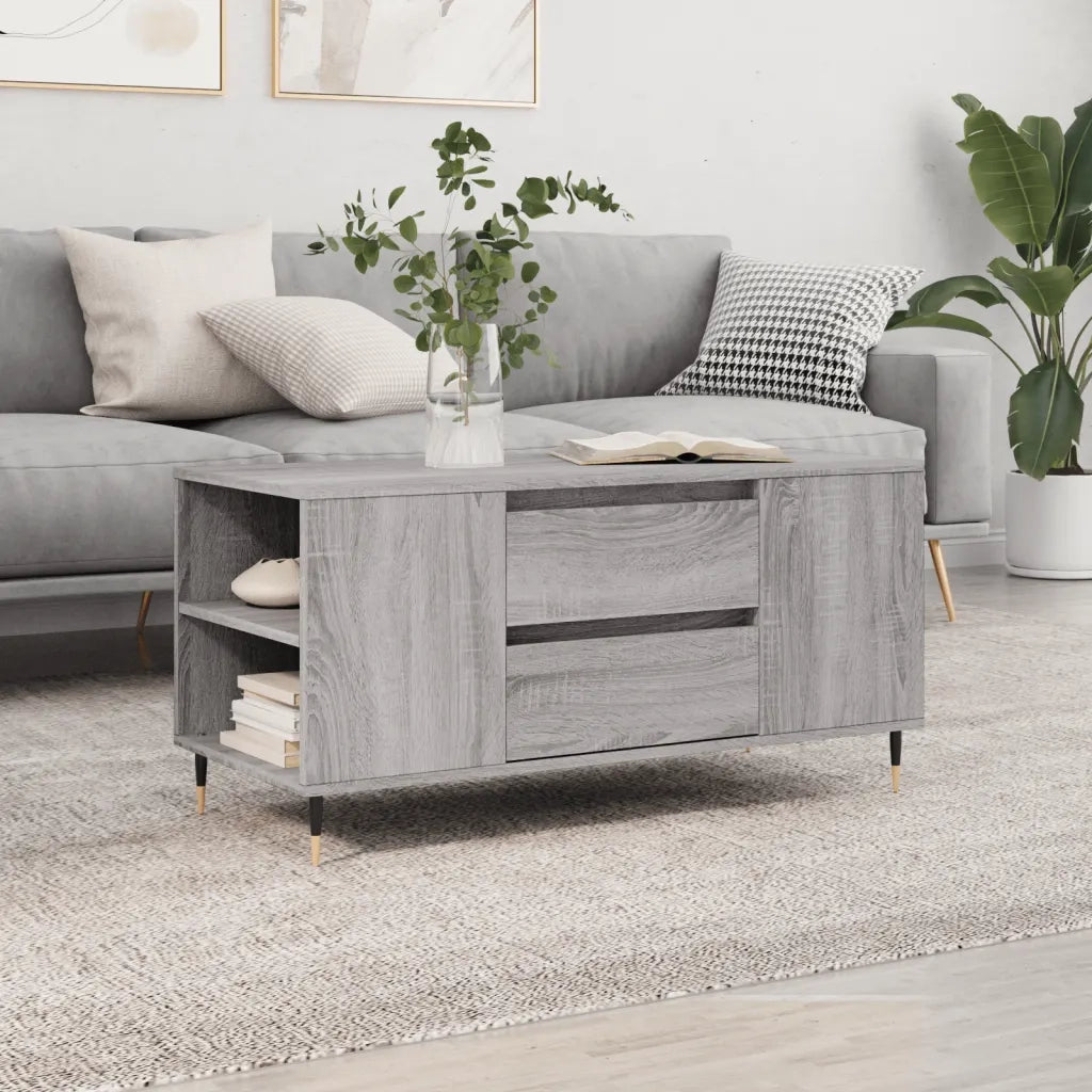 Tavolino Salotto Grigio Sonoma 102x44,5x50 cm Legno Multistratocod mxl 78567
