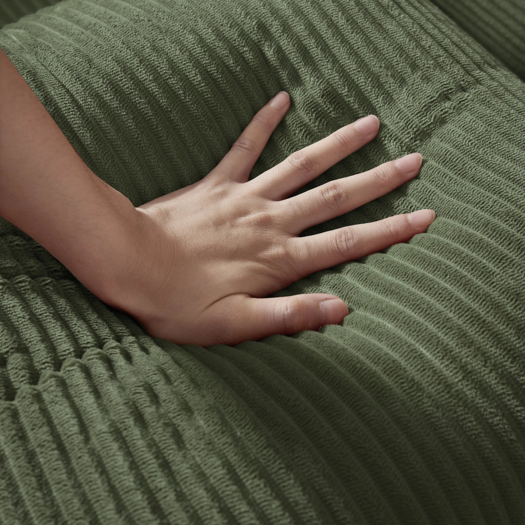 Sofa letto modulare in velluto verde, trasformabile in letto singolo, senza montaggio