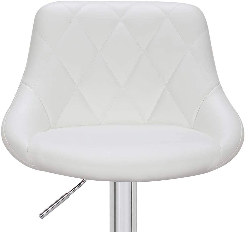 Set 2 Sgabelli Cucina Seduta Pelle Imbottita Sgabello Girevole Casa Bar Bianco