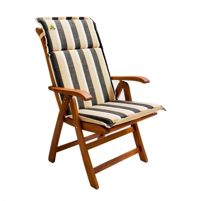 Cuscino da esterno per poltrona alta, 114x46 cm con volant - Cuscino Da Esterno Per Poltrona Alta, 114x46 Cm Con Volant Colore Sahara (righe Bianche/beige/grigie) Colore: Ecru