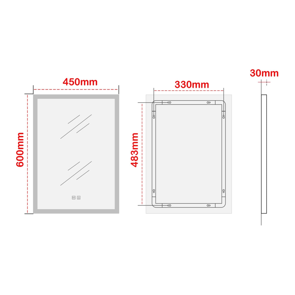 Specchio decorativo moderno a LED per il bagno 60 x 45 x 3 cm bianco 03_0010170