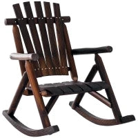 Sedia a Dondolo da Giardino Adirondack in Stile Country, Legno di Abete 97x69x93cm Colore Carbonizzato