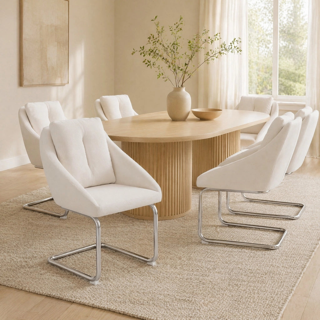 SEDIA in velluto beige Set da 6 pezzi