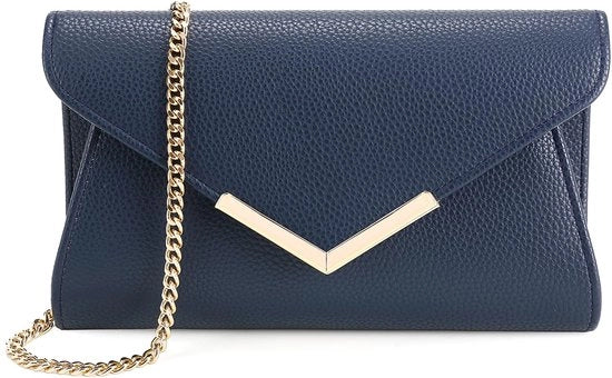 Borsa a Mano per Donna in Pelle di Cuoio - Tasca di Spalla Piccola (Blu Embossato)
