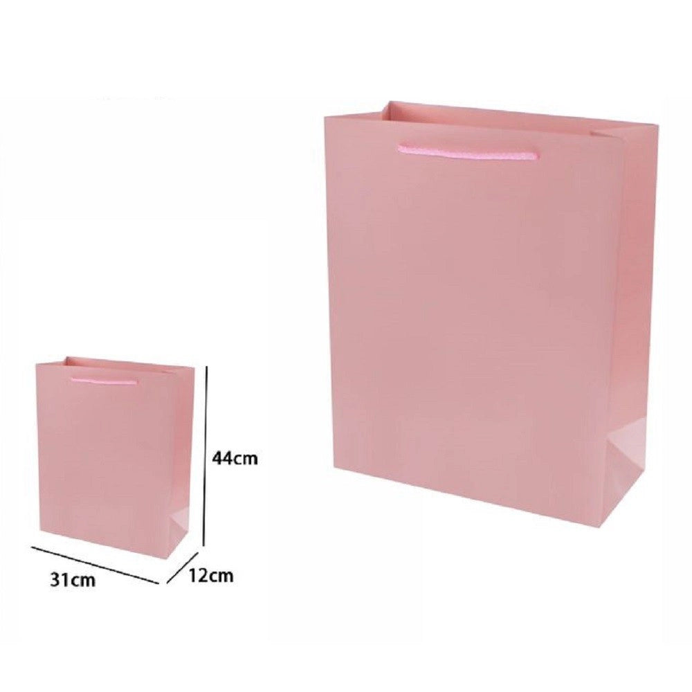 Trade Shop - Set 3 Pz. Buste Borsa Regalo Sacchetti 44x31x12 Cm 69921 Rosa Con Manico Cordino -