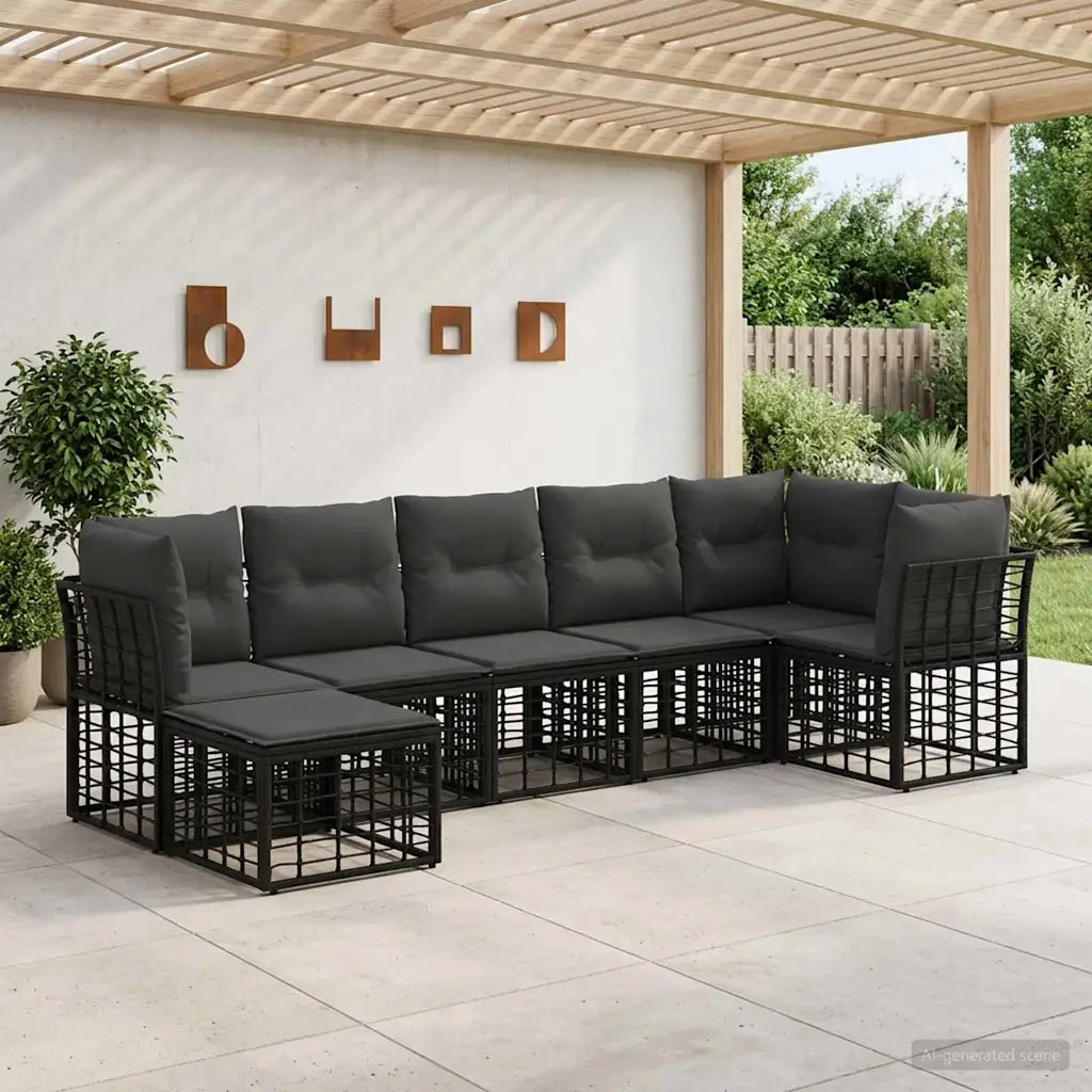 Set di divani da esterno Nero Poliestere 3437521