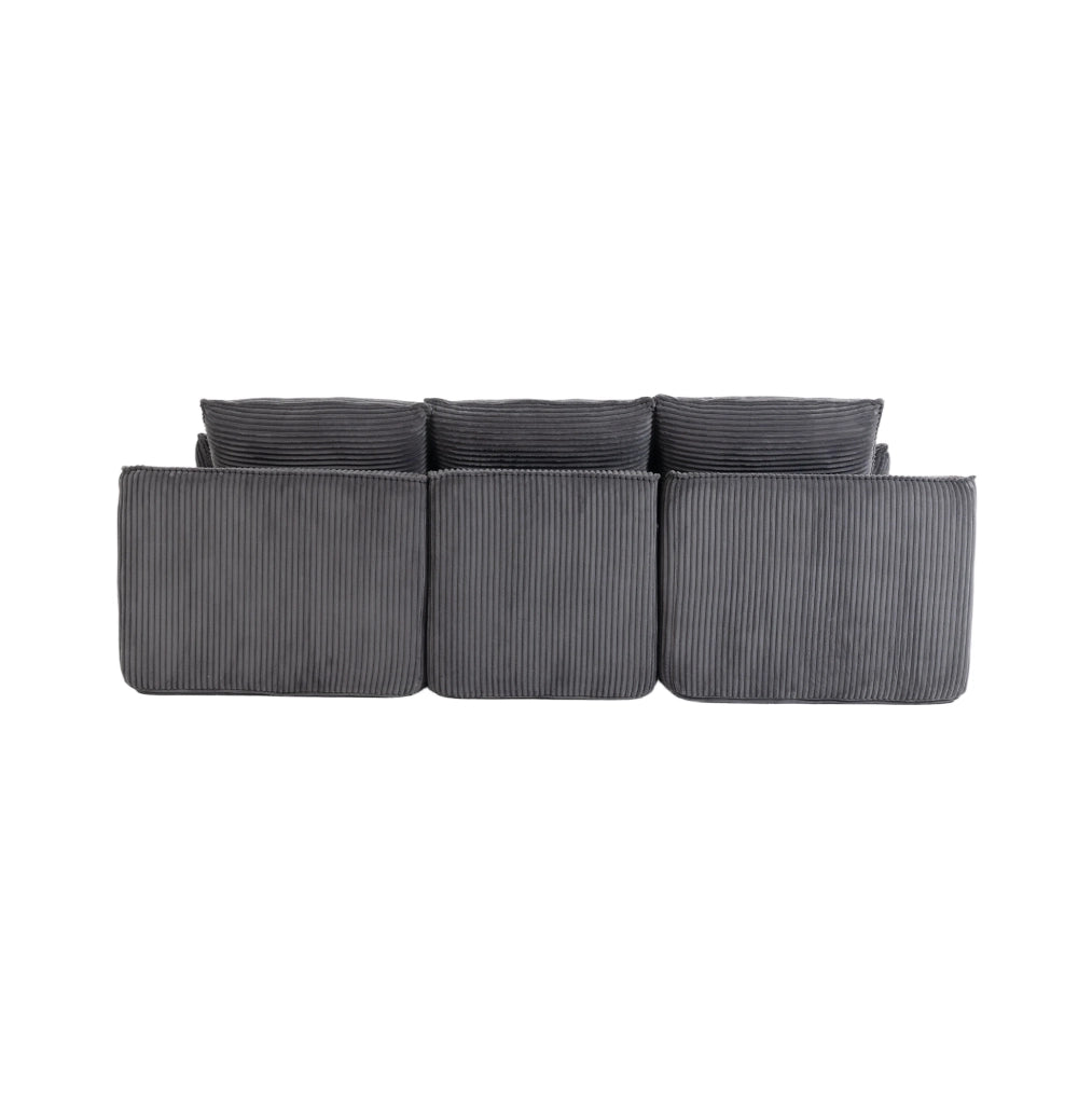 DIVANO MODULARE 263x167x85 cm Velluto a coste Grigio scuro con pouf