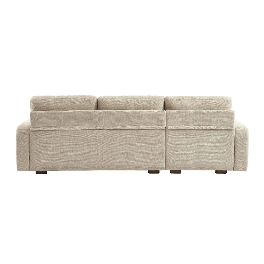 Divano angolare sinistro in tessuto semplice, 3 posti, beige