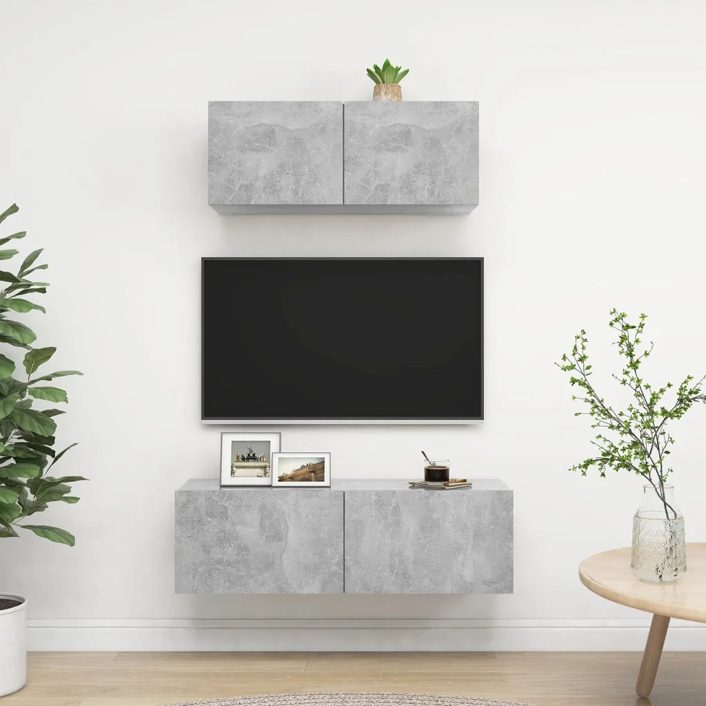Set di Mobili Porta TV 2 pz Grigio Cemento in Legno Multistrato 3079122