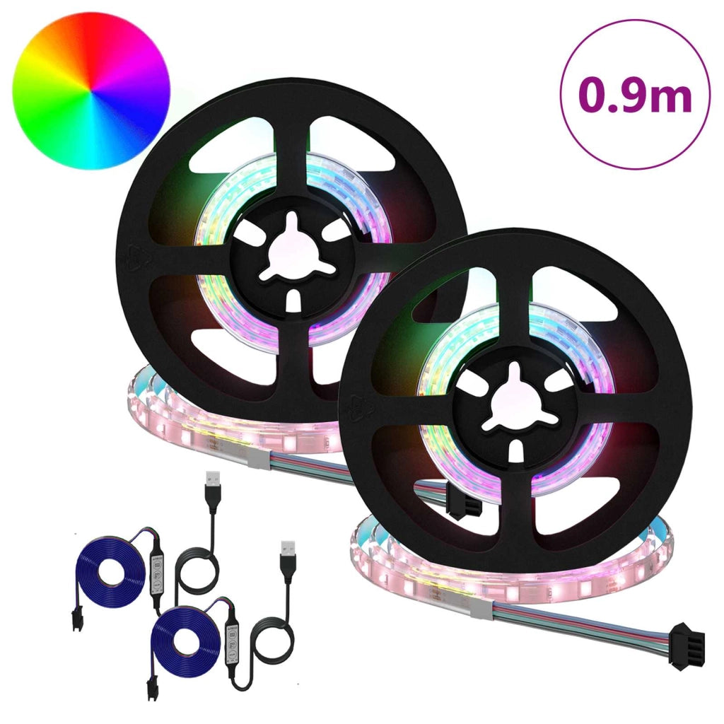 Set di 4 strisce LED flessibili dal design moderno 45 x 0,8 x 0,3 cm plastica nera 02_0056335