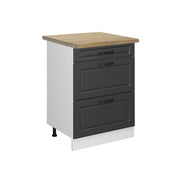 Vicco Mobiletto base per cucina Antracite casa di campagna 60 cm con cassetti, PL Rovere