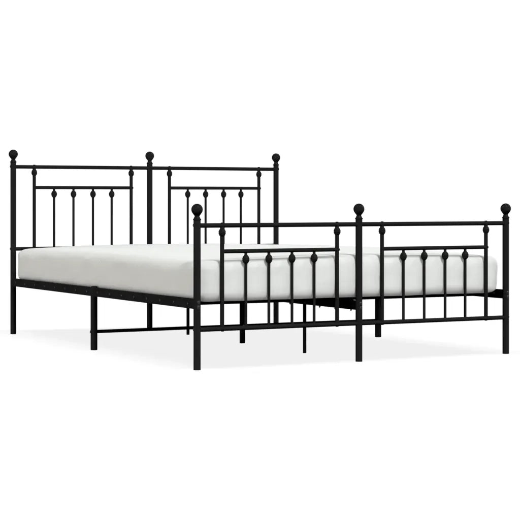 Giroletto con Testiera e Pediera Metallo Nero 180x200 cmcod mxl 81868