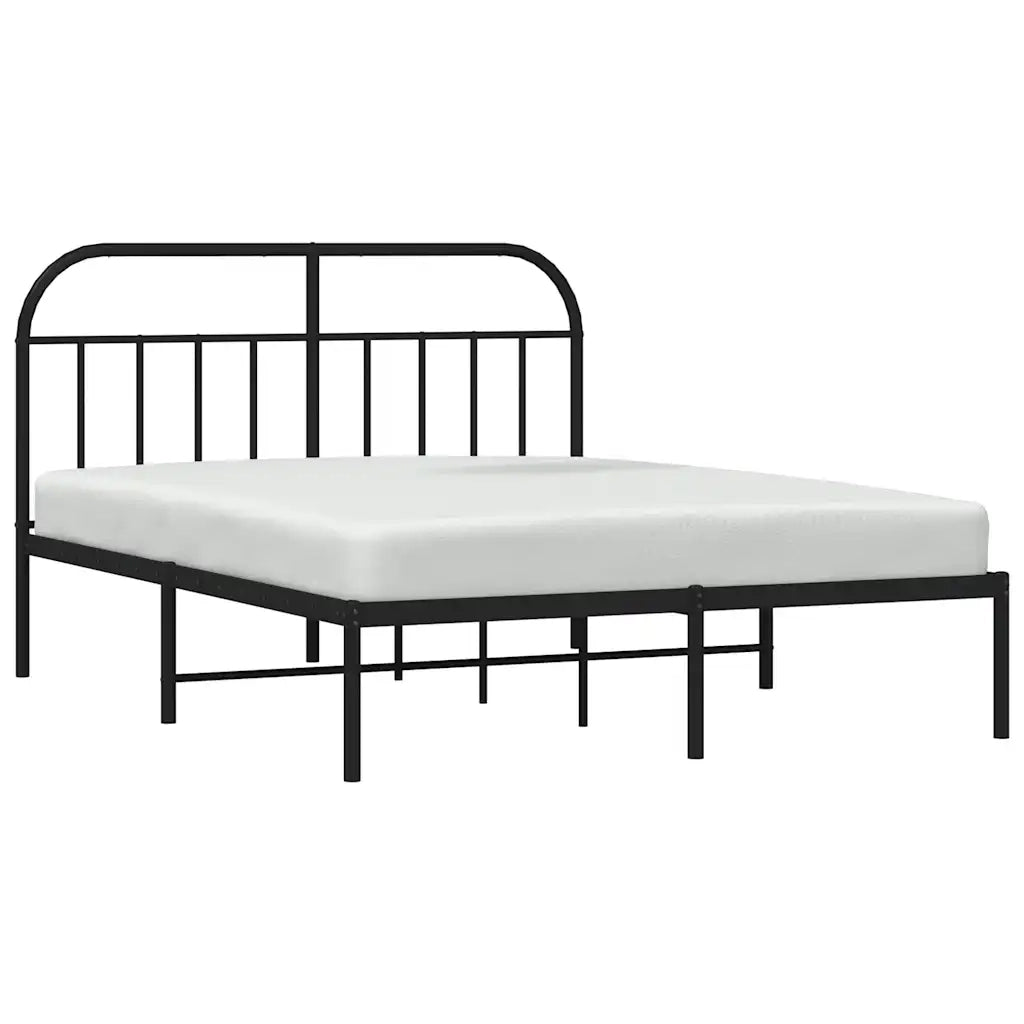 Giroletto con Testiera-Struttura Letto con testiera in Metallo Nero 135x190 cm 558190