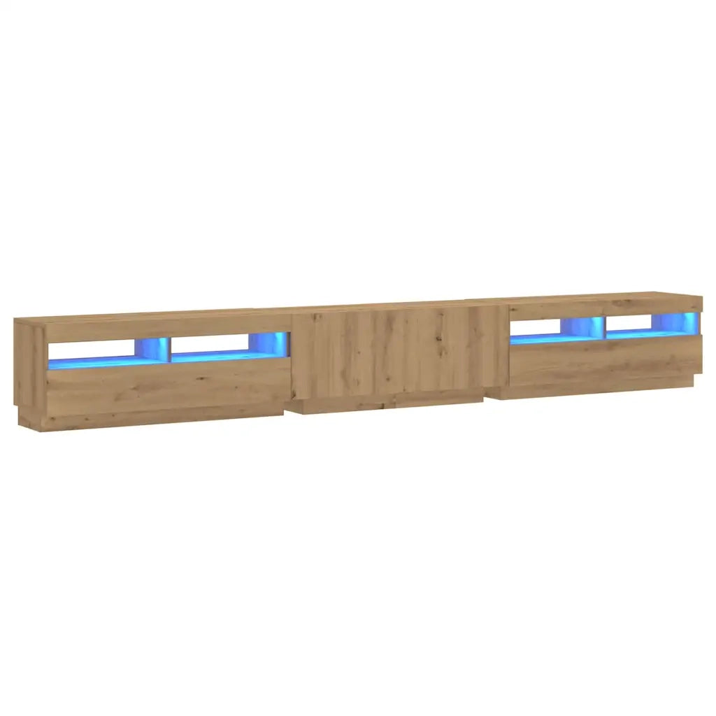 Mobile Porta TV con LED Artigianale 300x35x40 cm Multistrato