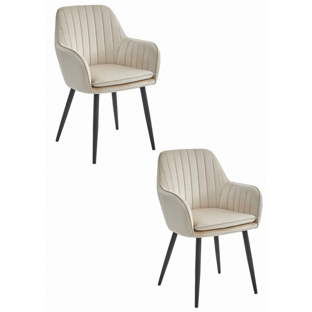 Set di 2 sedie LUGO in velluto beige con gambe nere