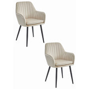Set di 2 sedie LUGO in velluto beige con gambe nere