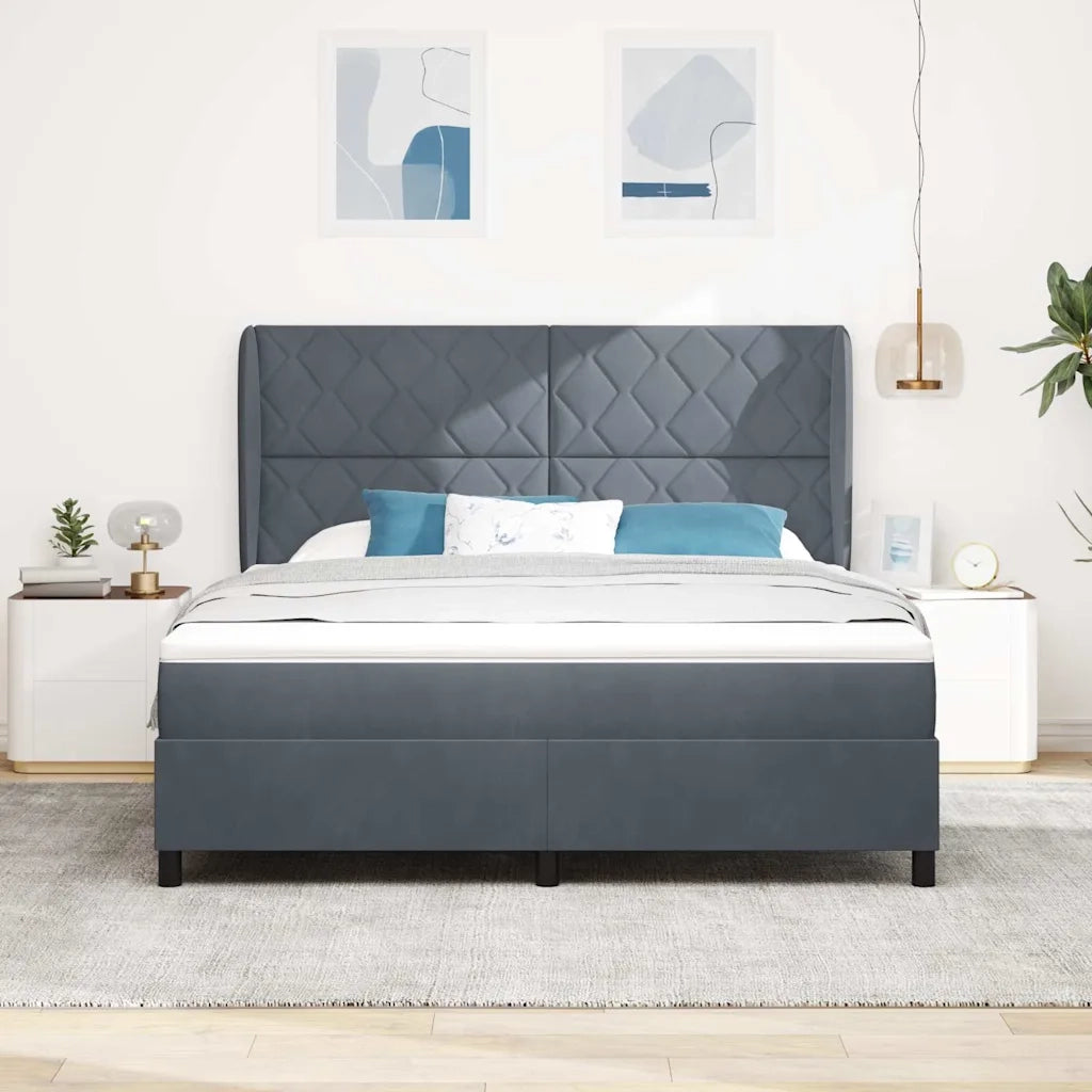 Letto a molle con materasso Grigio scuro 200 x 180 cm Velluto 3340995