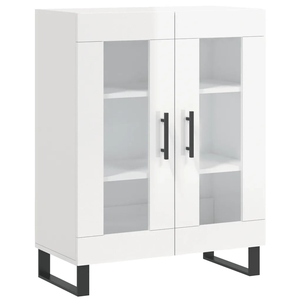 Credenza | Madia | Buffet da pranzo | Armadio da pranzo 69,5x34x90 cm in Legno Multistrato Bianco Lucido