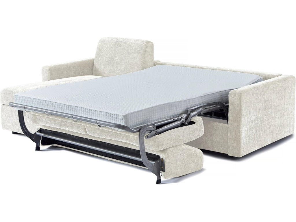 Divano letto angolare reversibile "Celia" con meccanismo trasformabile express in tessuto - 3 posti - Beige