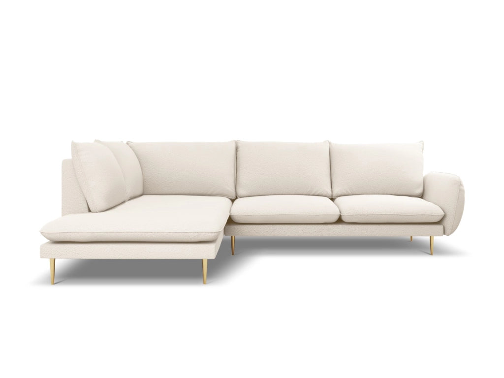 Cosmopolitan Design - Divano angolare sinistro "Vienna" 6 posti in bouclé beige 