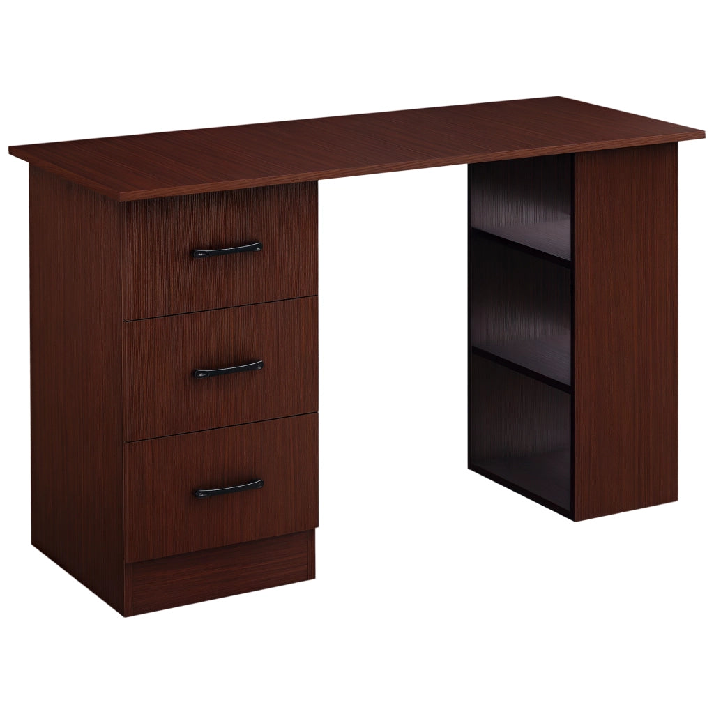 Scrivania per Ufficio con 3 Cassetti e 3 Ripiani in Legno ¨C Xylo ¨C Noce 120x49x72cm
