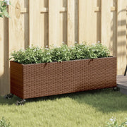 vidaXL Fioriere da Giardino Ruote 2pz Marrone 107x32x38 cm Polyrattan