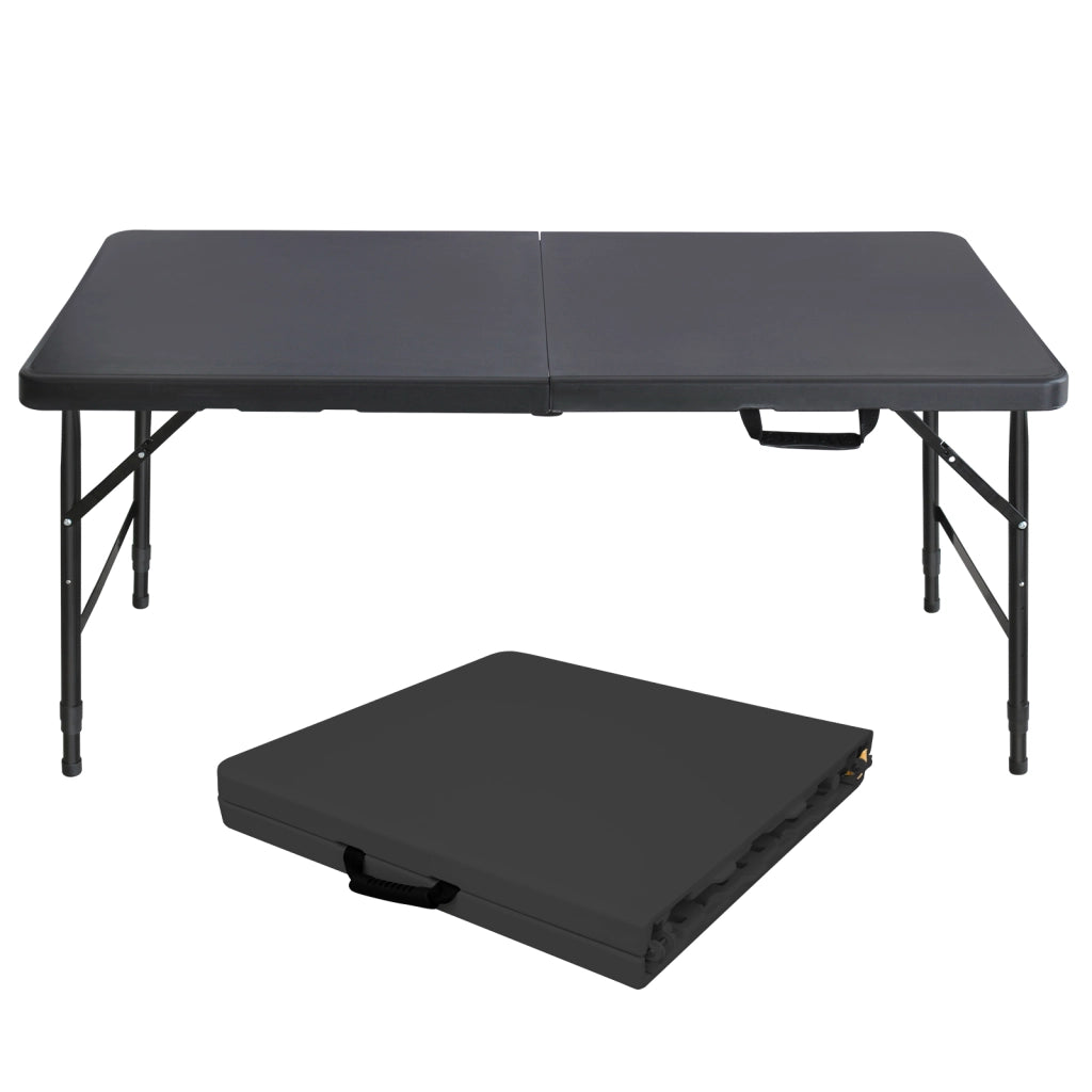 TAVOLO Pieghevole Regolabile 125 x 61 cm Nero in Ferro e Plastica