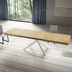 Tavolo allungabile 200/304x90 cm Niket colore noce gambe bianche