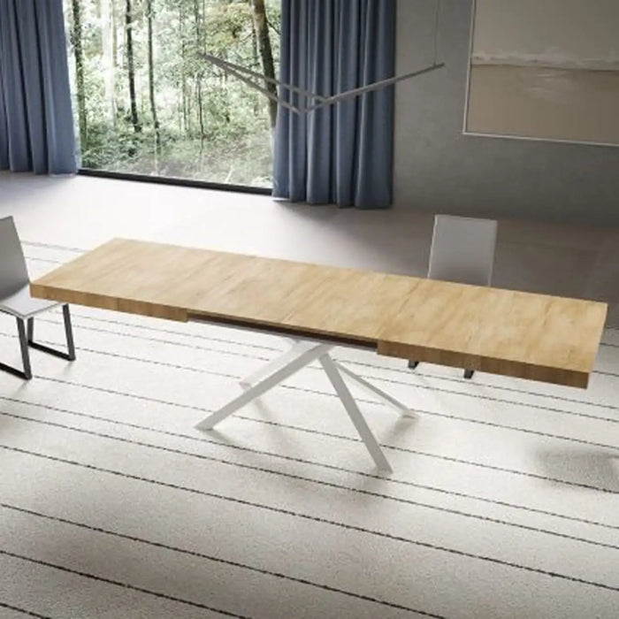 Tavolo allungabile 200/304x90 cm Niket colore noce gambe bianche
