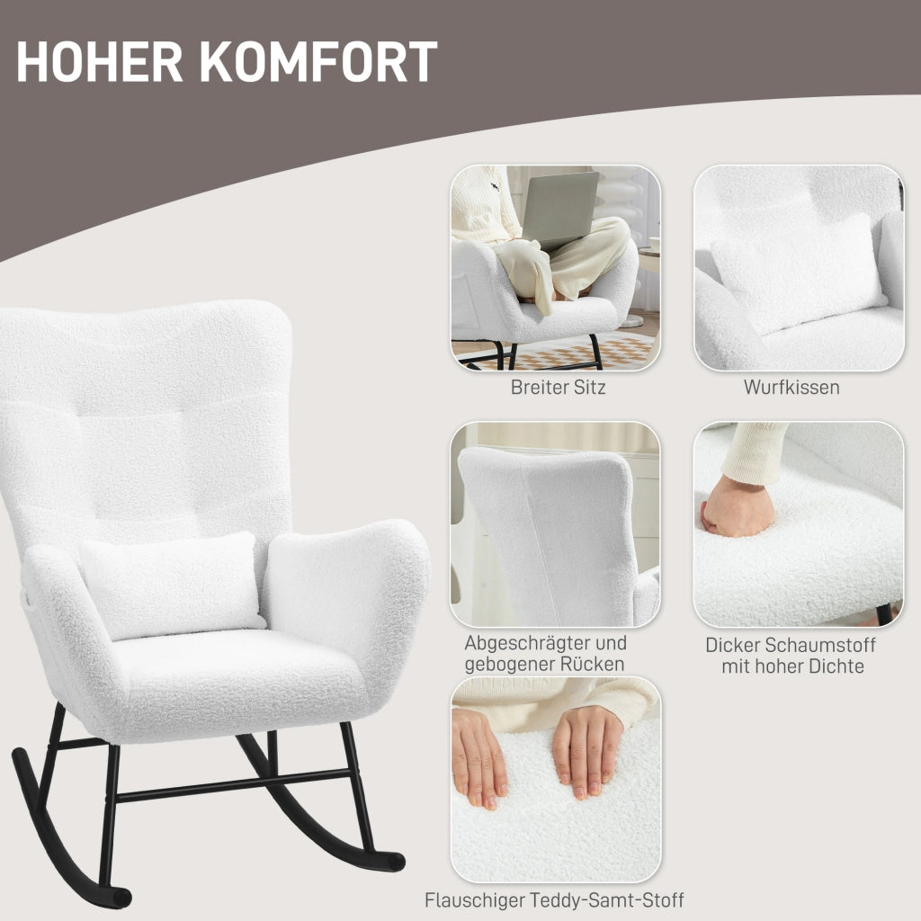Poltrona Dondolo ¨C zephmum ¨C Tessuto Imbottito Bianco
