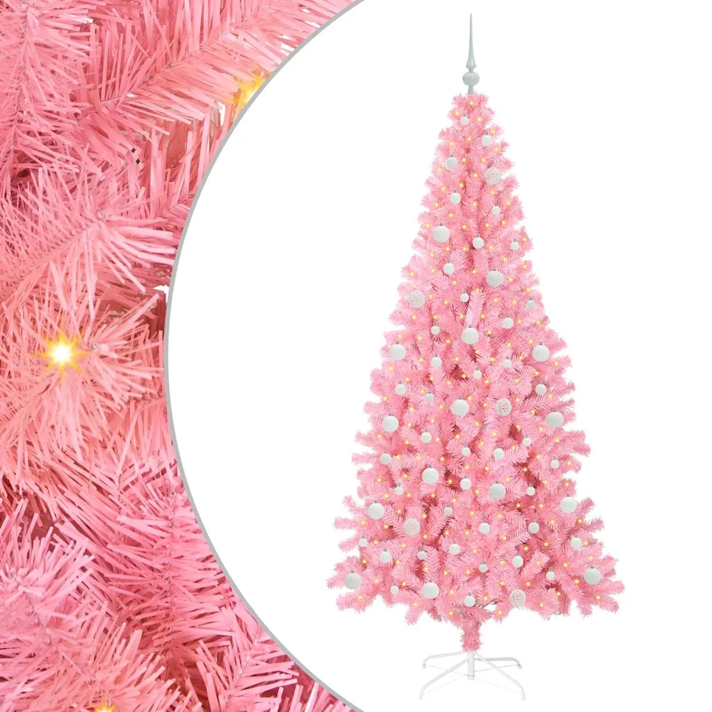 Albero di Natale con 300 LED con supporto Rosa 210 cm PVC