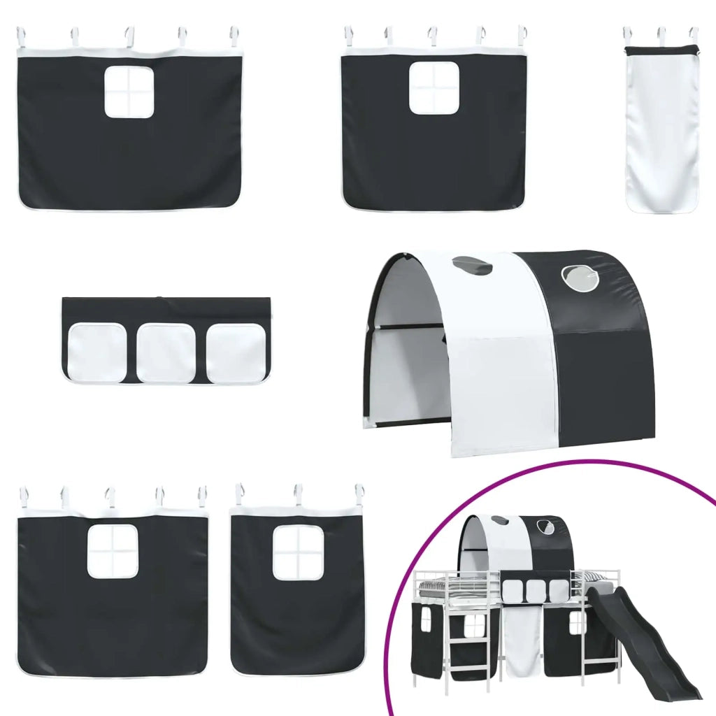 Struttura del letto loft per bambini-Giroletto per bambini Bianco e Nero 75 x 190 cm 552591