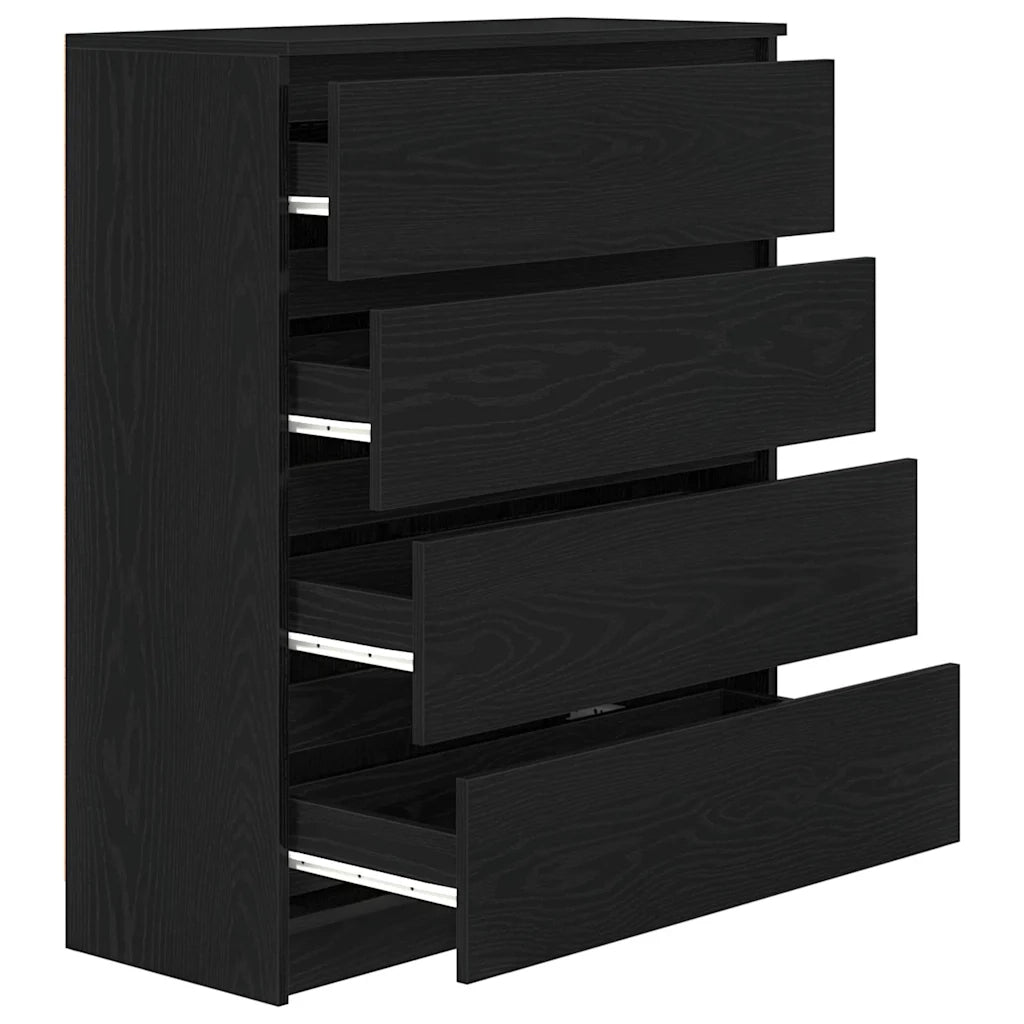 Credenza Rovere Nero 80x35x99 cm in Legno Multistrato 3328481