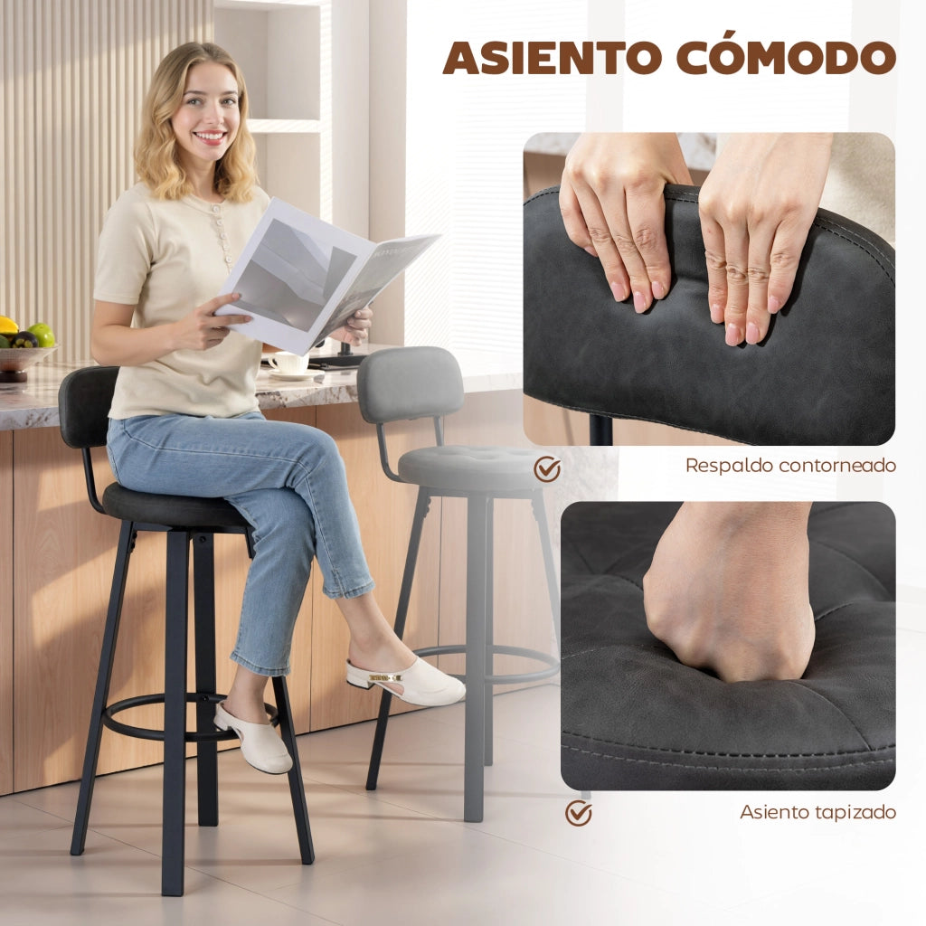 Sgabelli da Bar ¨C zephmum ¨C Grigio Scuro, Struttura in Metallo, Rivestimento in Similpelle