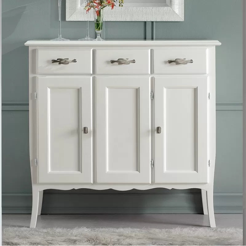 Madia credenza shabby chic 3 ante 3 legno bianco l.105 p.42 h.101 - Mobili 2G